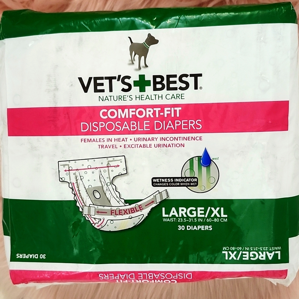 Brand New VET'S+BEST COMFORT-FIT DISPOSABLE DIAPERS-L/XL